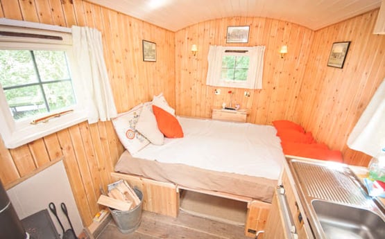 View on the double bedding  area in the hut