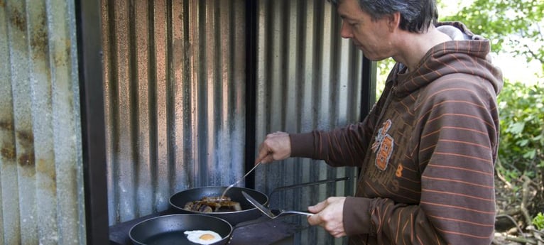 Cooking up a lovely glamping breakfast
