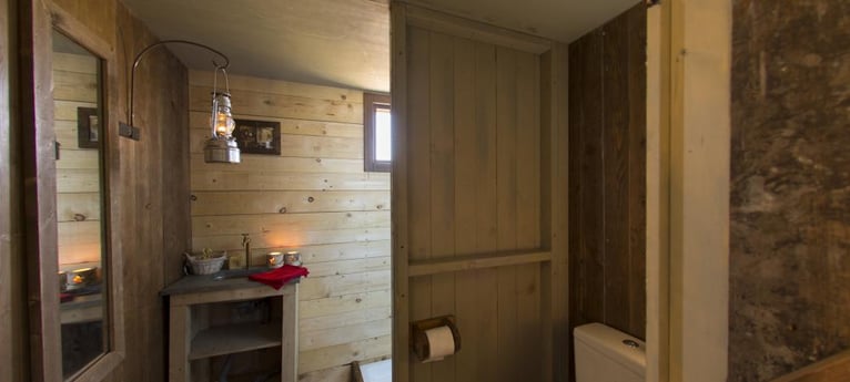 Inside of the log cabin
