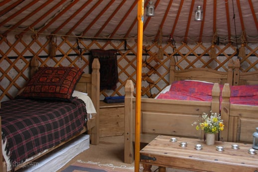 Bedding at the Orange Yurt