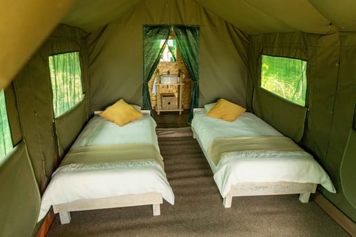 Customers can select either two single beds or a king size bed.